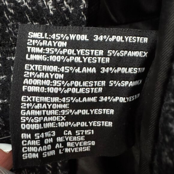 GUESS Houndstooth Wool Peacoat | Black & White Double-Breasted | Size Medium - Picture 13 of 13